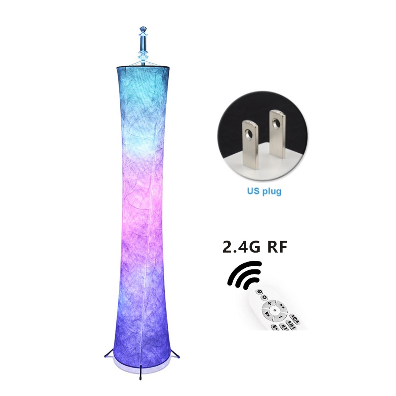 RGB Color Changing Atmosphere Modern LED Floor Lamp Home Decor With Remote Control Hotel Slim Waist Fabric Shade Living Room