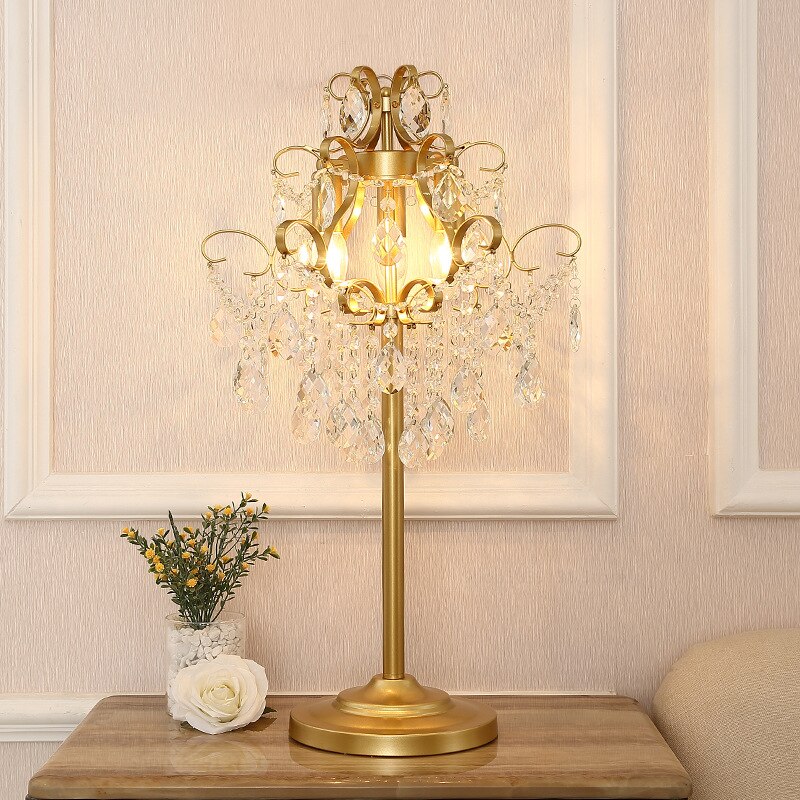 Nordic Luxury Crystals Floor Lamps LED Gold Table Lights Free Standing Lamps for Living Room Bedroom Study Home Lighting Fixture