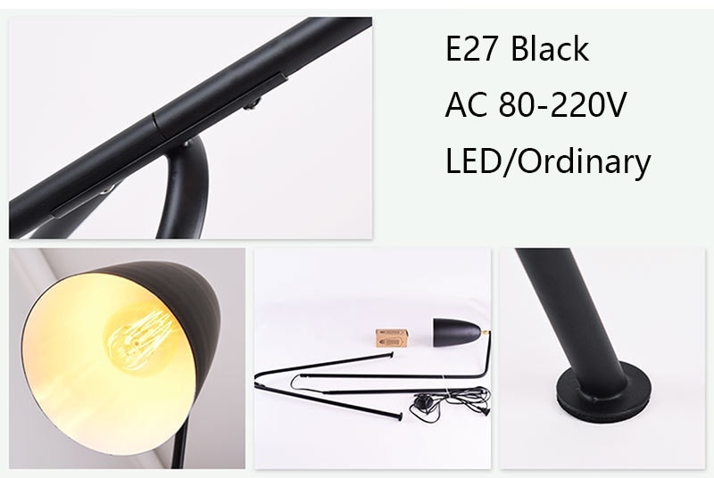 Modern American iron painted E27 LED adjustable floor lamp 110V 220V floor light for living room bedside study room hotel room