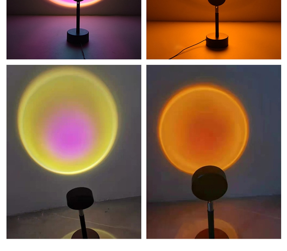 Sunset Projector Table Lamps Artistic Designer Ambient LED Rainbow Night Light Modern Light Fixture Shadow Halo USB Floor Lamp