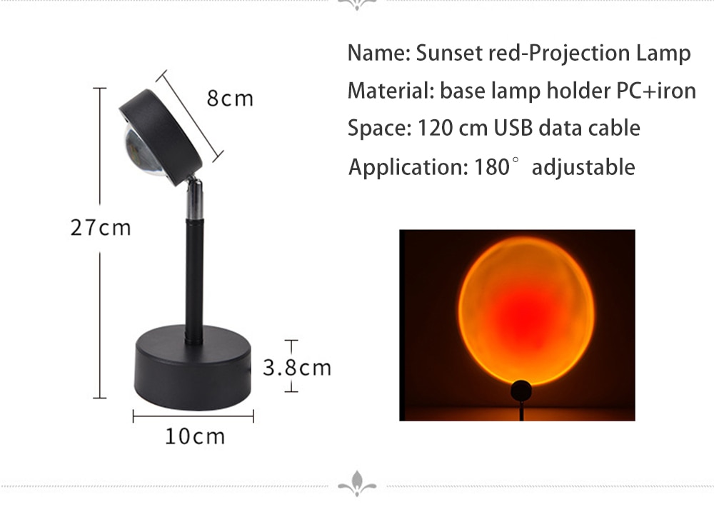 Sunset Projector Table Lamps Artistic Designer Ambient LED Rainbow Night Light Modern Light Fixture Shadow Halo USB Floor Lamp