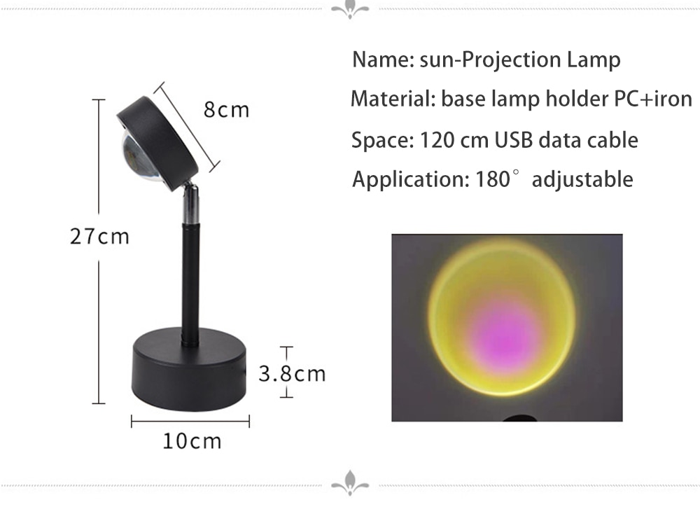 Sunset Projector Table Lamps Artistic Designer Ambient LED Rainbow Night Light Modern Light Fixture Shadow Halo USB Floor Lamp