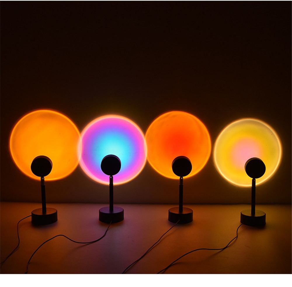 Sunset Projector Table Lamps Artistic Designer Ambient LED Rainbow Night Light Modern Light Fixture Shadow Halo USB Floor Lamp