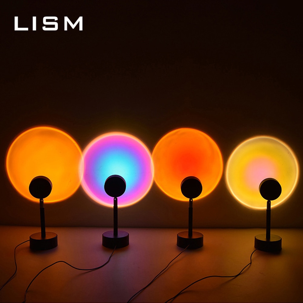 Sunset Projector Table Lamps Artistic Designer Ambient LED Rainbow Night Light Modern Light Fixture Shadow Halo USB Floor Lamp