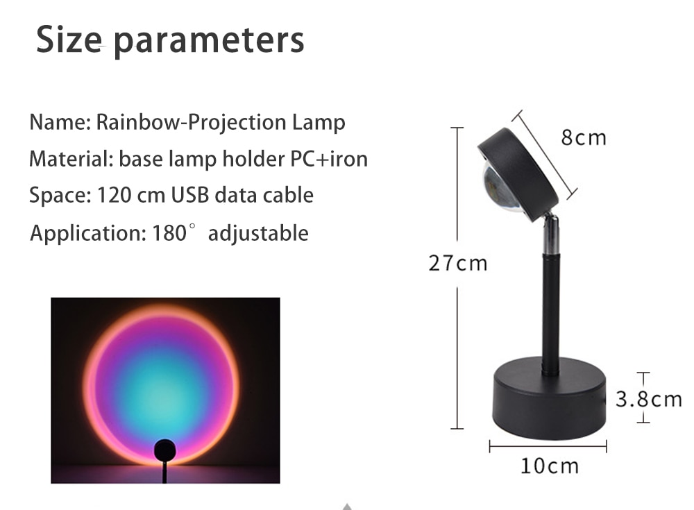 Sunset Projector Table Lamps Artistic Designer Ambient LED Rainbow Night Light Modern Light Fixture Shadow Halo USB Floor Lamp