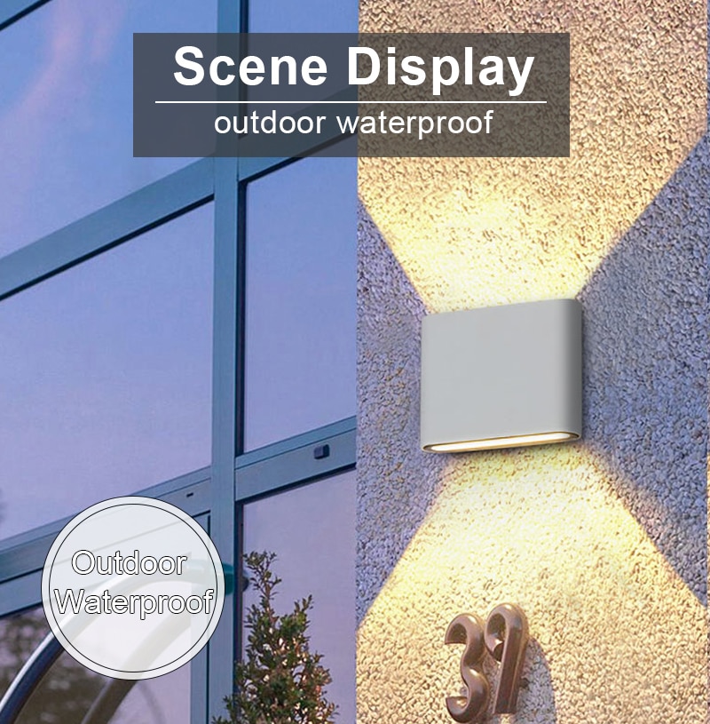 Waterproof Outdoor Wall Lamp 6W 12W LED Source Up And Down Lighting Modern Minimalist Indoor Engineering Porch Garden Light