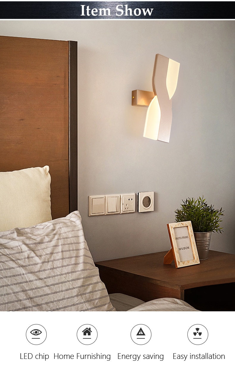 Modern Minimalist bedside Wall Lamps Living Room Bedroom Nordic rotatable led wall Sconce background Aisle Lighting decoration