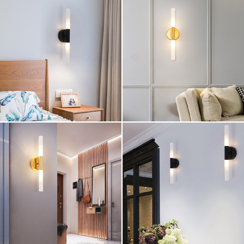 Modern Nordic metal tube pipe up down LED wall lamps for living room Bedroom foyer Living room home restaurant wall lights lamp