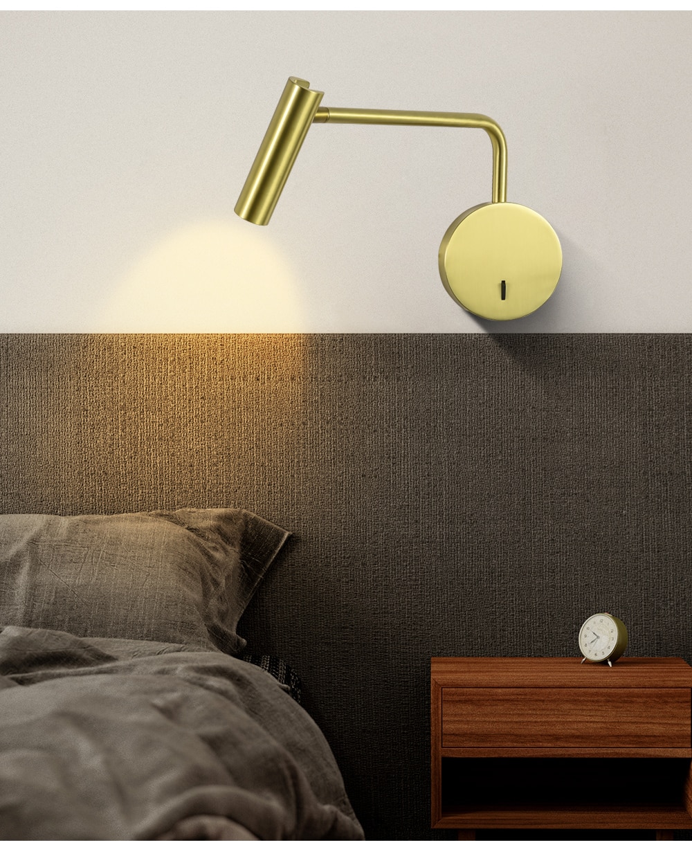 ZEROUNO led wall lights wall lamp arm swivel home modern decor bedroom switch LED 3W reading light bedside indoor home interior