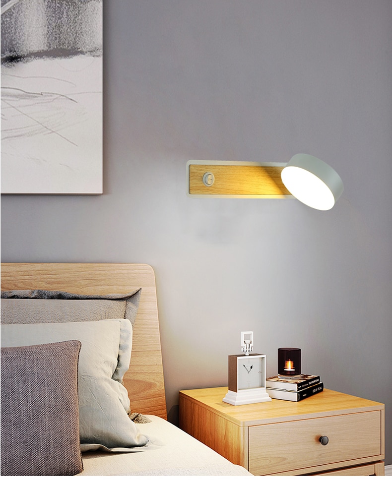 LED wall lamp with switch 5W bedroom living room Nordic modern wall light aisle study reading sconce white black wall lamps