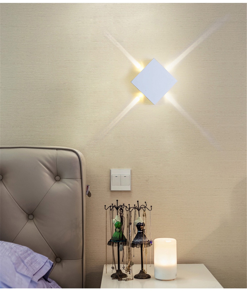 Led wall lamp bedside lamp bedroom living room wall lamp modern simple creative corridor hotel cross star wall light ac85-265v