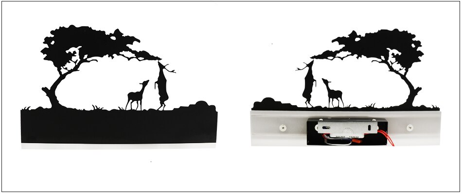 LEDIARY Retro LED Wall Lamp Creative Painting 110-240V Modern Black Sconce Decoration For Bathroom Living Bed Room Animal
