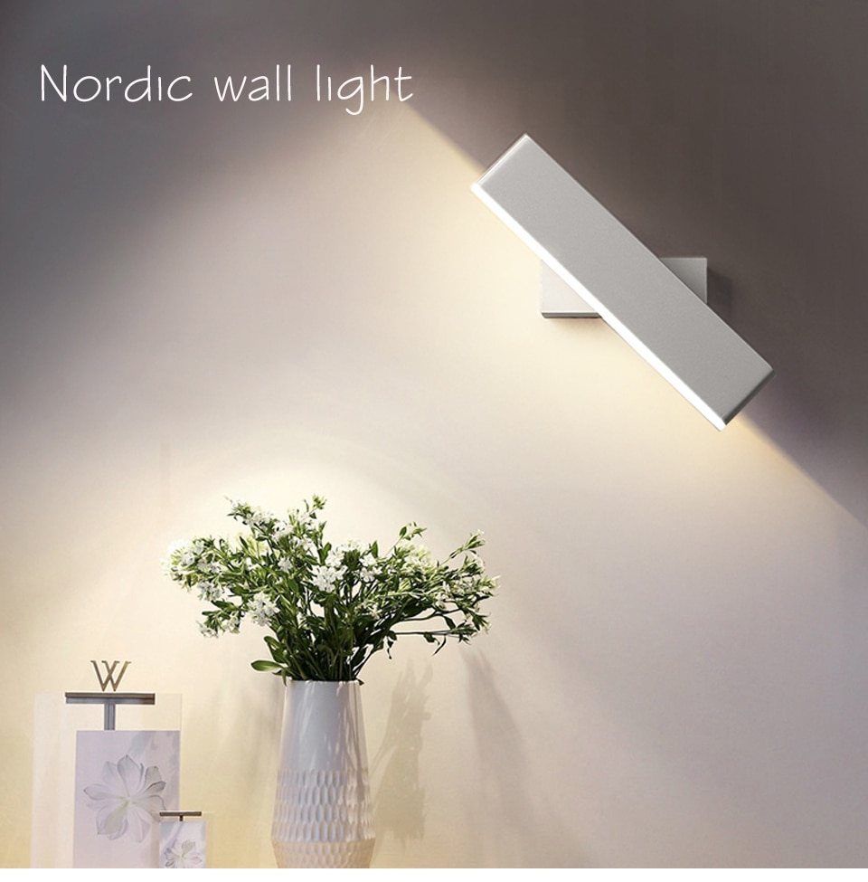 Nordic simple Aluminum LED Wall Lamp Modern Adjustable Lighting  White Brown Wall light With switch Home sconce Stairway Bedside
