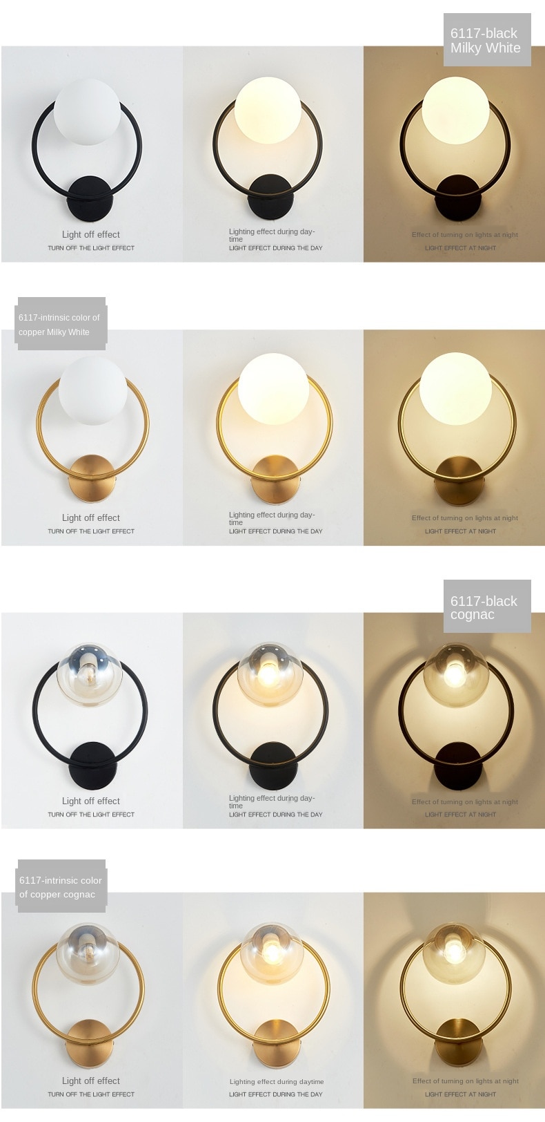 Post-modern Simple interior Wall Lamp Glass Bedroom Light luxury Round Corridor Stair Nordic Led Wall Lights Fixture Black Gold