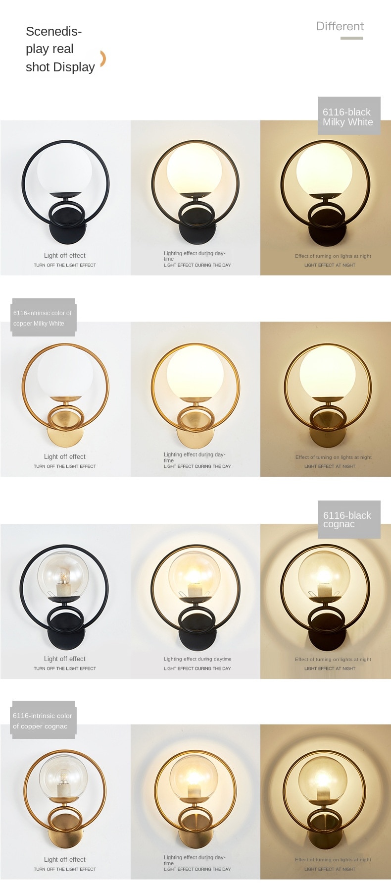 Post-modern Simple interior Wall Lamp Glass Bedroom Light luxury Round Corridor Stair Nordic Led Wall Lights Fixture Black Gold