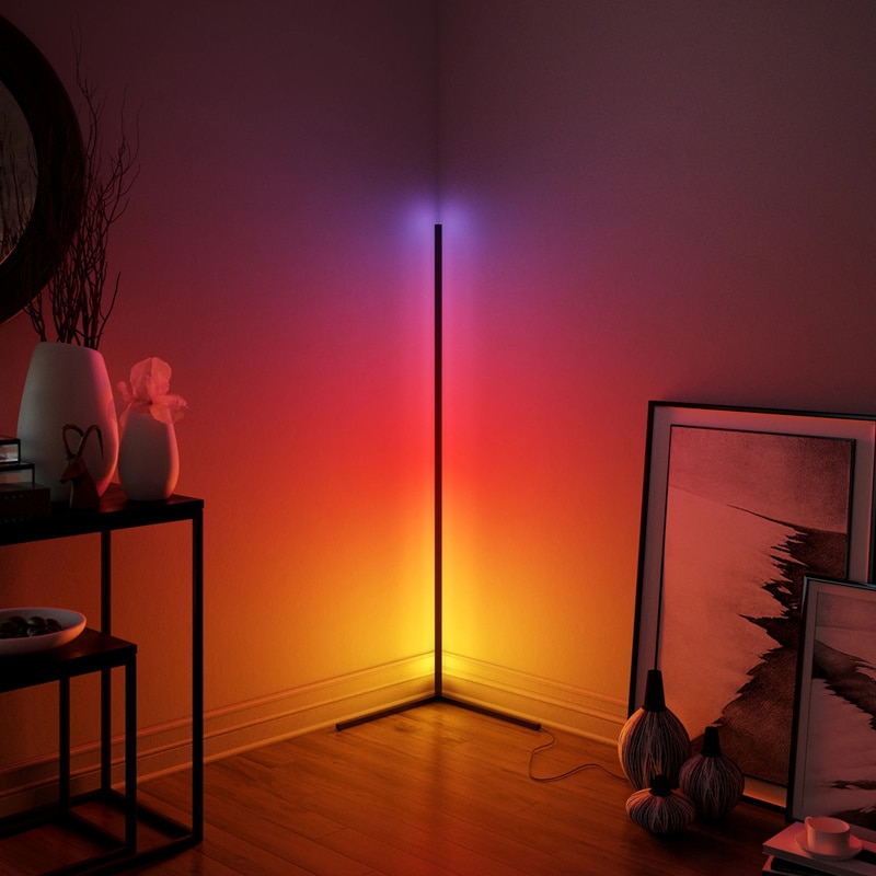 1.6m New Compatible with Alexa echo Modern RGB Remote LED Floor Lamps Standing Lamp simple App RGB Corner standing Lamp