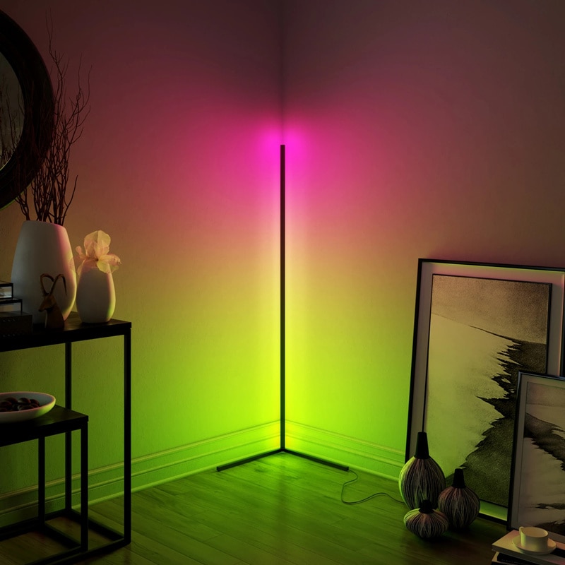 1.6m New Compatible with Alexa echo Modern RGB Remote LED Floor Lamps Standing Lamp simple App RGB Corner standing Lamp