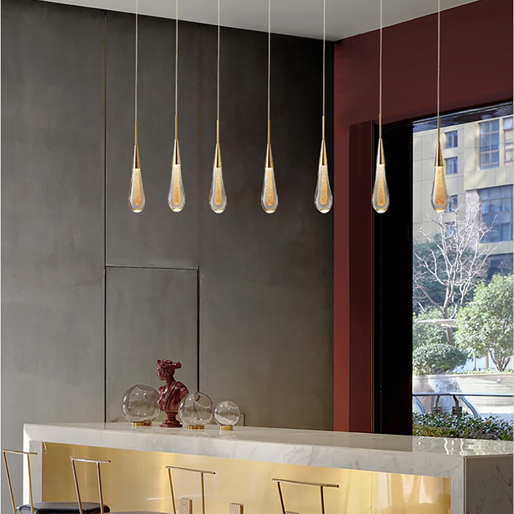 Customizable Post-Modern Crystal Glass led Pendant Lights Hanglamp Drop Light Restaurant Bar Pendant Lamp Staircase Lamps