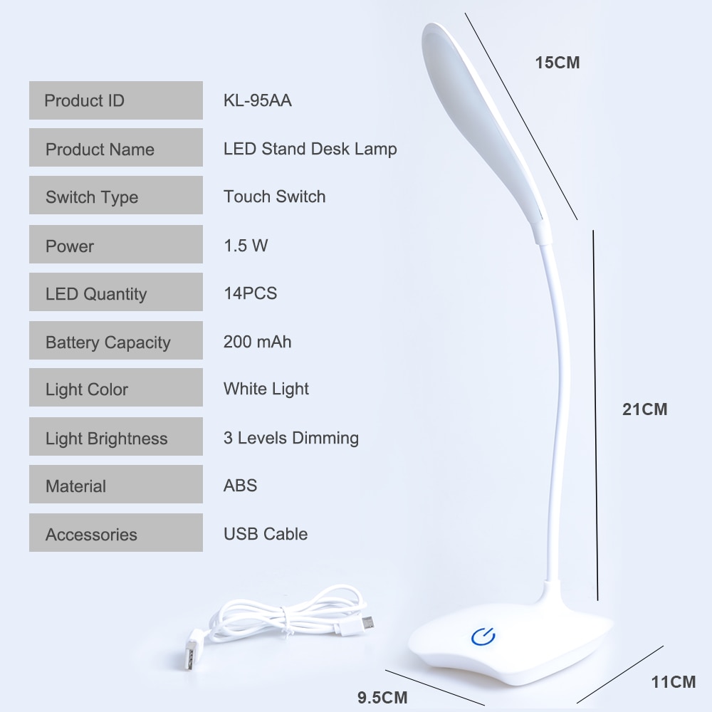 Table Lamp Rechargeable Desk Lamp Study Lamp Touch Switch Modern Table Lamp Flexible For Student Reading Study Desk Light