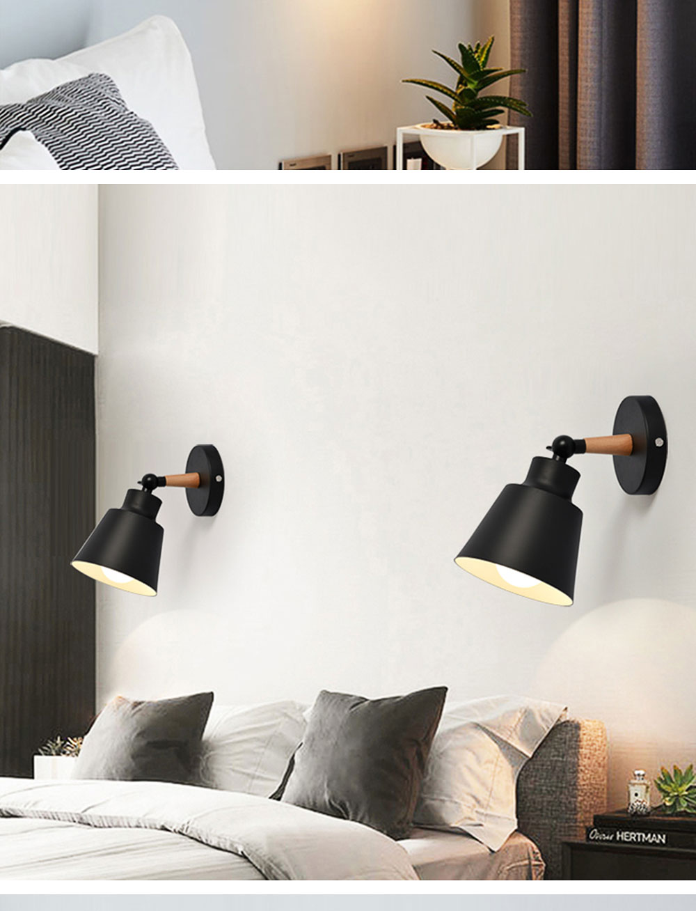 ASCELINA Hot Nordic Style Indoor Lighting  LED Wall Lamp Modern Wooden Bedroom Bracket Light Household Living Room Bathroom Lamp