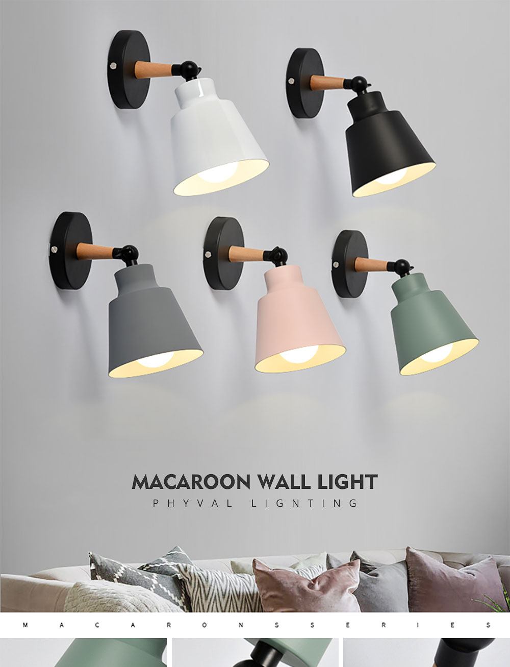 ASCELINA Hot Nordic Style Indoor Lighting  LED Wall Lamp Modern Wooden Bedroom Bracket Light Household Living Room Bathroom Lamp