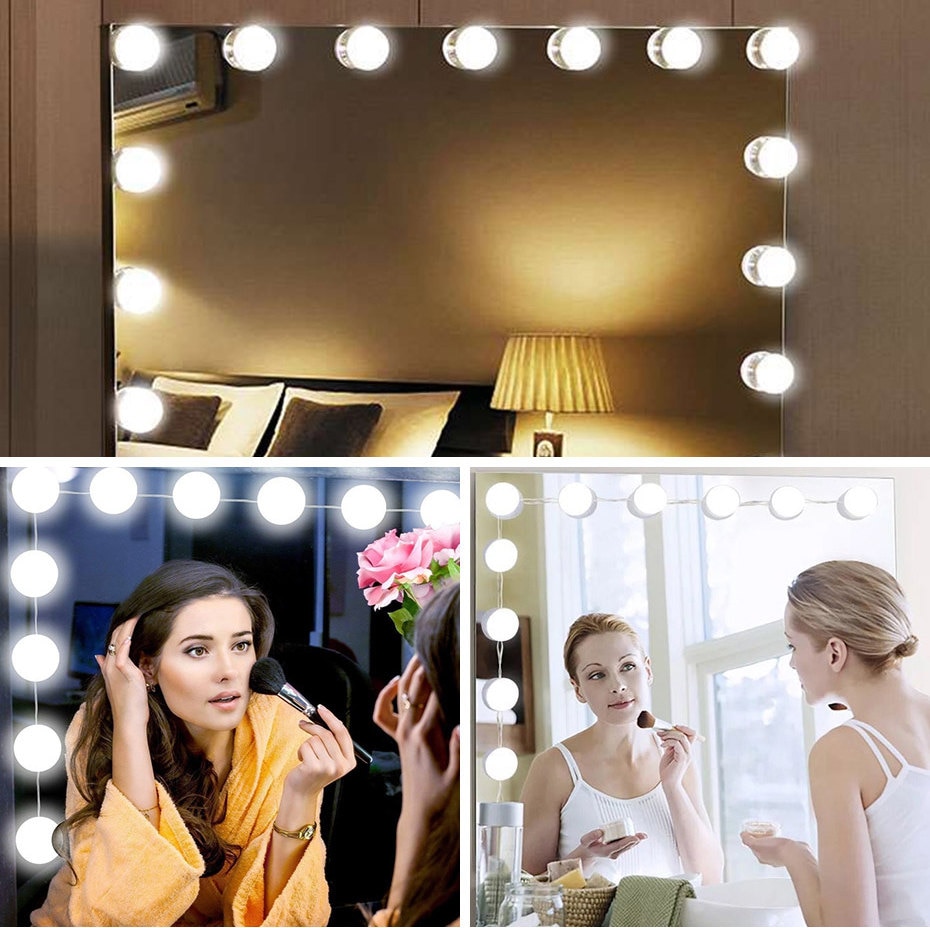 5V Led Makeup Mirror Light Bulb Hollywood Makeup Vanity Lights USB Wall Lamp 2/6/10/14pcs Dimmable Dressing Table Mirror Lamp