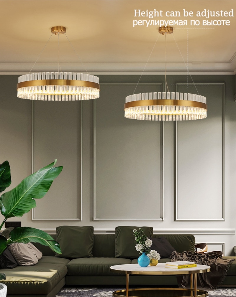 Modern Crystal Chandeliers LED Chandelier Round Pendant Light For Living Room Ceiling Chandelier Dining Room Light Fixtures Home