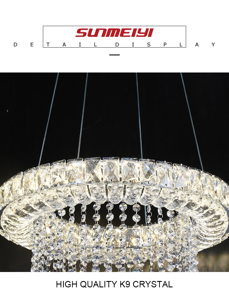 Dimmable LED Chandeliers Modern Crystal Smart Lighting For Dining room Kitchen Living room Lamp Chandelier lustre industriel