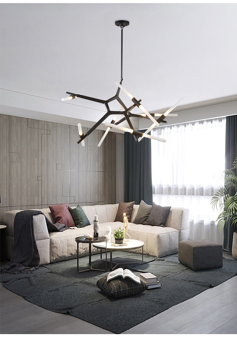 Villa tree branch lamp  Post modern designer Nordic led chandelier tree fork restaurant chandelier villa tree fork Chandelier