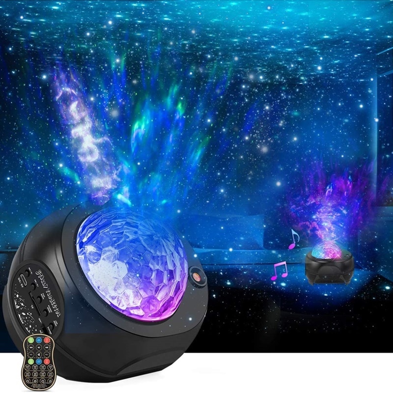 LED Starry Sky Projector Star Night Light Music Starry Water Wave LED Projector Light With Bluetooth Music Speaker Birthday Gift