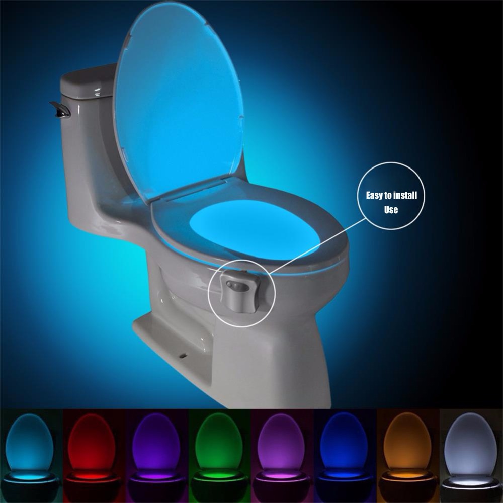 LED Toilet Night Light Lamp Sensor PIR Motion Activated Bowl Bathroom Light Z8K1 