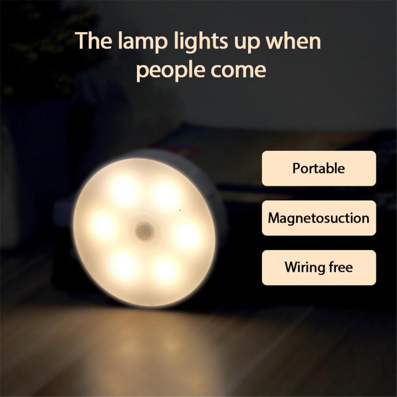 LED Motion Sensor Light Night Light USB Rechargeable Sensor Wireless Energy-saving Bedroom Cabinet Light Body Induction Lamp