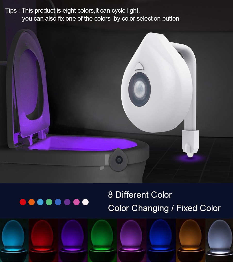 Toilet Night Light, Motion Sensor Activated LED Lamp, Fun 8 Colors Changing  Bathroom Nightlight Add on Toilet Bowl Seat, LED Toilet Lamp,Perfect