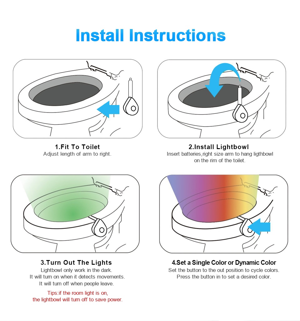 LED Toilet Seat Night Light Motion Sensor WC Light 8 Colors Changeable Lamp AAA Battery Powered Backlight for Toilet Bowl Child