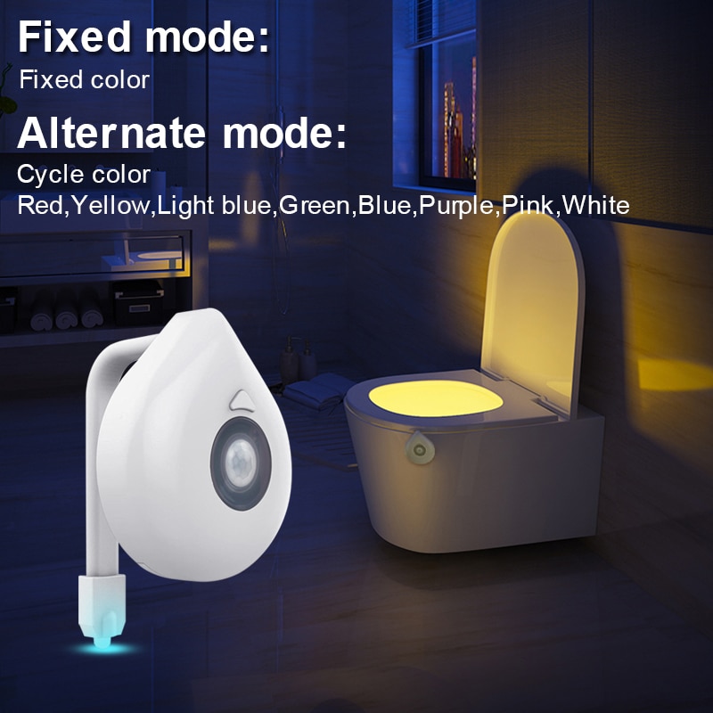 LED Toilet Seat Night Light Motion Sensor WC 8 Colors Changeable AAA Battery 
