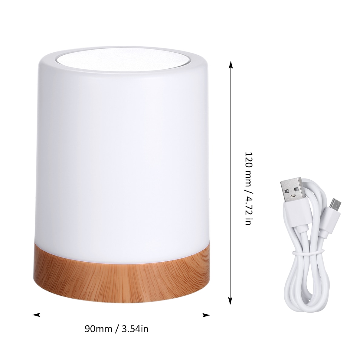 USB Rechargeable Touching Control Bedside Light Dimmable Table Lamp Warm White & RGB Night Light for Living Room Bedrooms Office