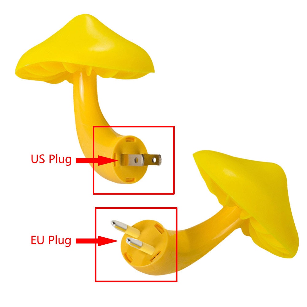 LED Night Light Mushroom Wall Socket Lamp EU US Plug Warm White Light-control Sensor Bedroom Light Home Decoration