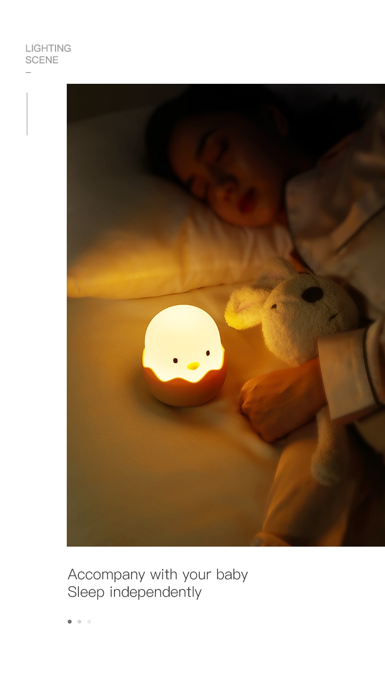 Led Children Night Light For Kids Soft Silicone USB Rechargeable Bedroom Decor Gift Animal Chick Touch Night Lamp MOONSHADOW