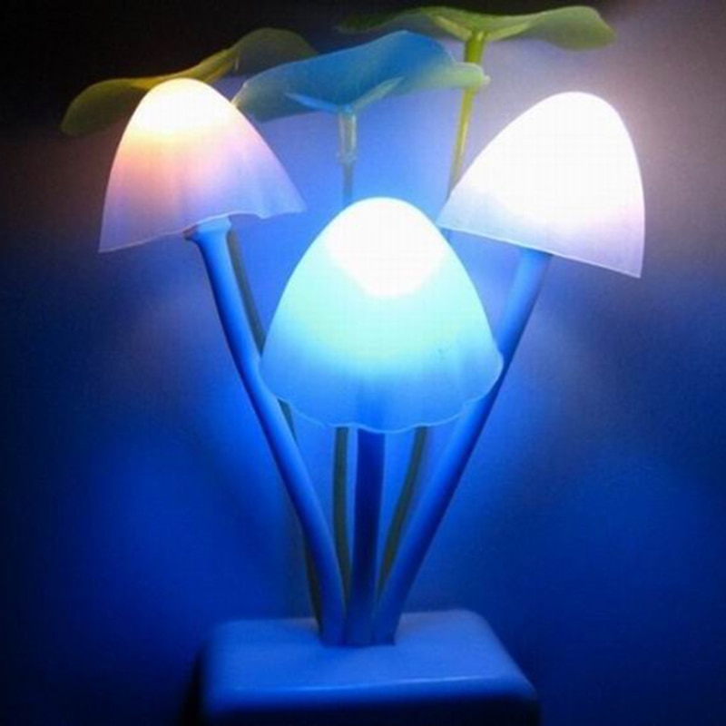 Novelty Creative Night Light EU / US Plug Light Sensor 3 LED Colorful Mushroom Lamp AC110V 220V Night Lights for Baby Bulbs AC