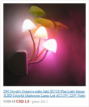 Novelty Creative Night Light EU / US Plug Light Sensor 3 LED Colorful Mushroom Lamp AC110V 220V Night Lights for Baby Bulbs AC