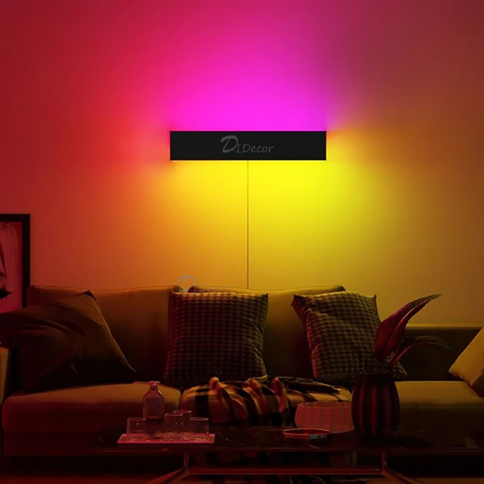 Minimalism RGB LED Wall Lamp for Living Room Decoration Colorful Bedroom Bedside Wall Lights Remote Control Dining Room Lighting