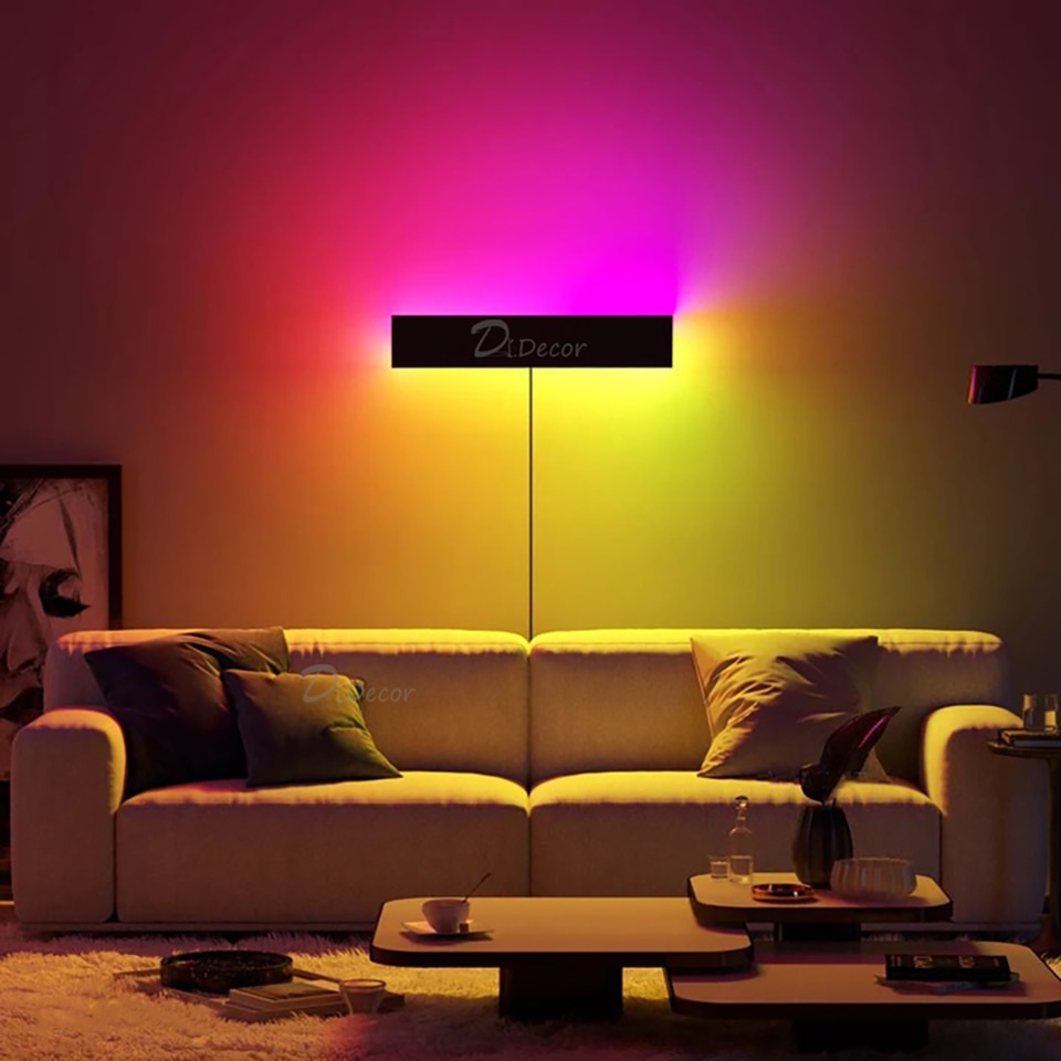 Minimalism RGB LED Wall Lamp for Living Room Decoration Colorful Bedroom Bedside Wall Lights Remote Control Dining Room Lighting