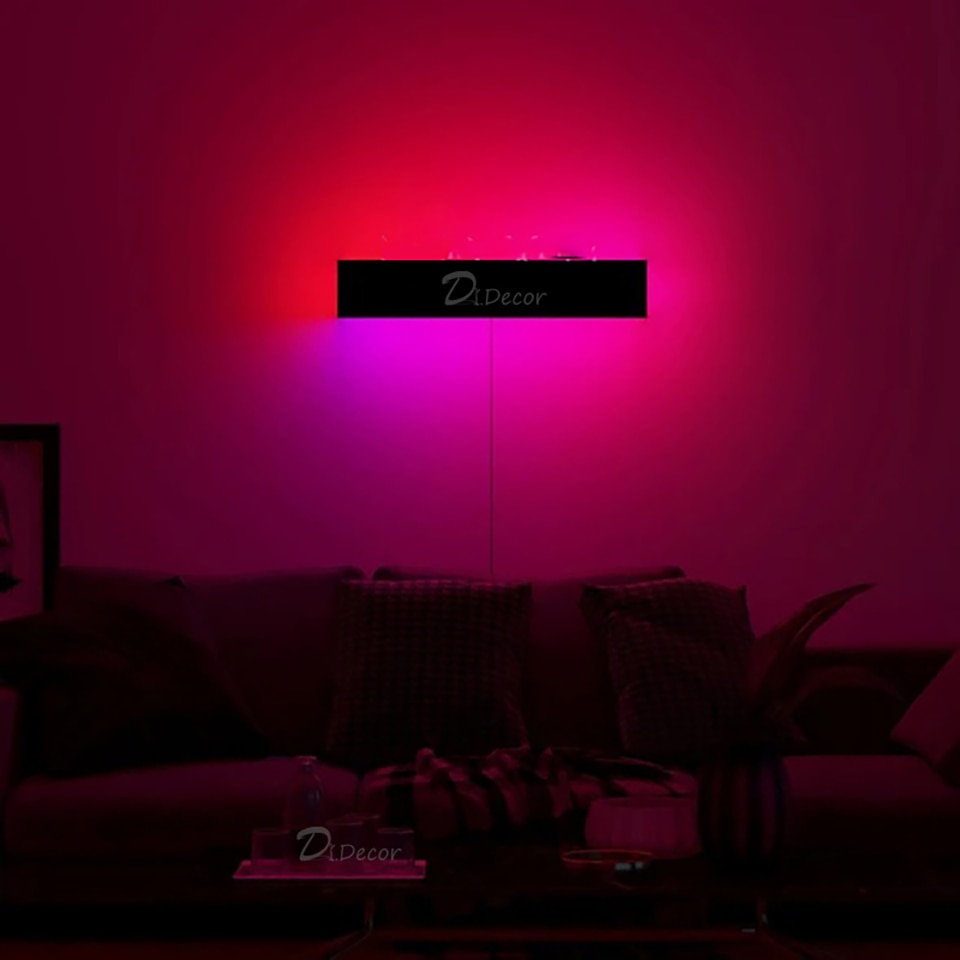 Minimalism RGB LED Wall Lamp for Living Room Decoration Colorful Bedroom Bedside Wall Lights Remote Control Dining Room Lighting