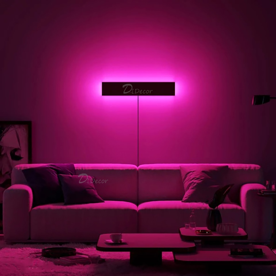 Minimalism RGB LED Wall Lamp for Living Room Decoration Colorful Bedroom Bedside Wall Lights Remote Control Dining Room Lighting