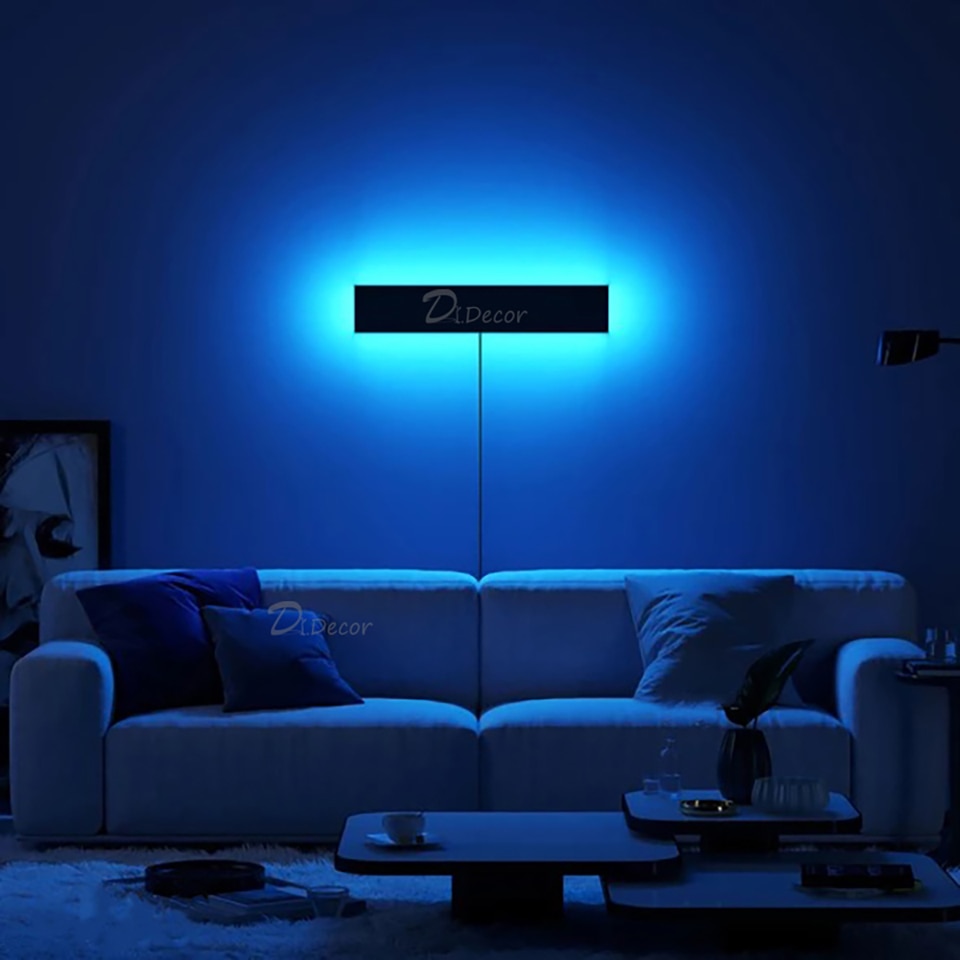 Minimalism RGB LED Wall Lamp for Living Room Decoration Colorful Bedroom Bedside Wall Lights Remote Control Dining Room Lighting