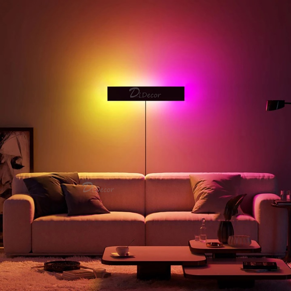 Minimalism RGB LED Wall Lamp for Living Room Decoration Colorful Bedroom Bedside Wall Lights Remote Control Dining Room Lighting