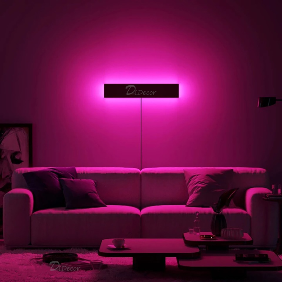 Minimalism RGB LED Wall Lamp for Living Room Decoration Colorful Bedroom Bedside Wall Lights Remote Control Dining Room Lighting