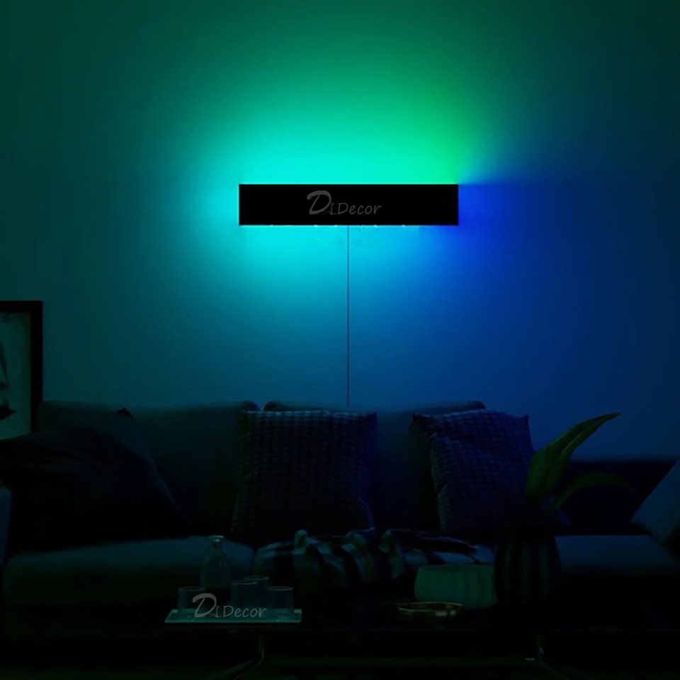 Minimalism RGB LED Wall Lamp for Living Room Decoration Colorful Bedroom Bedside Wall Lights Remote Control Dining Room Lighting