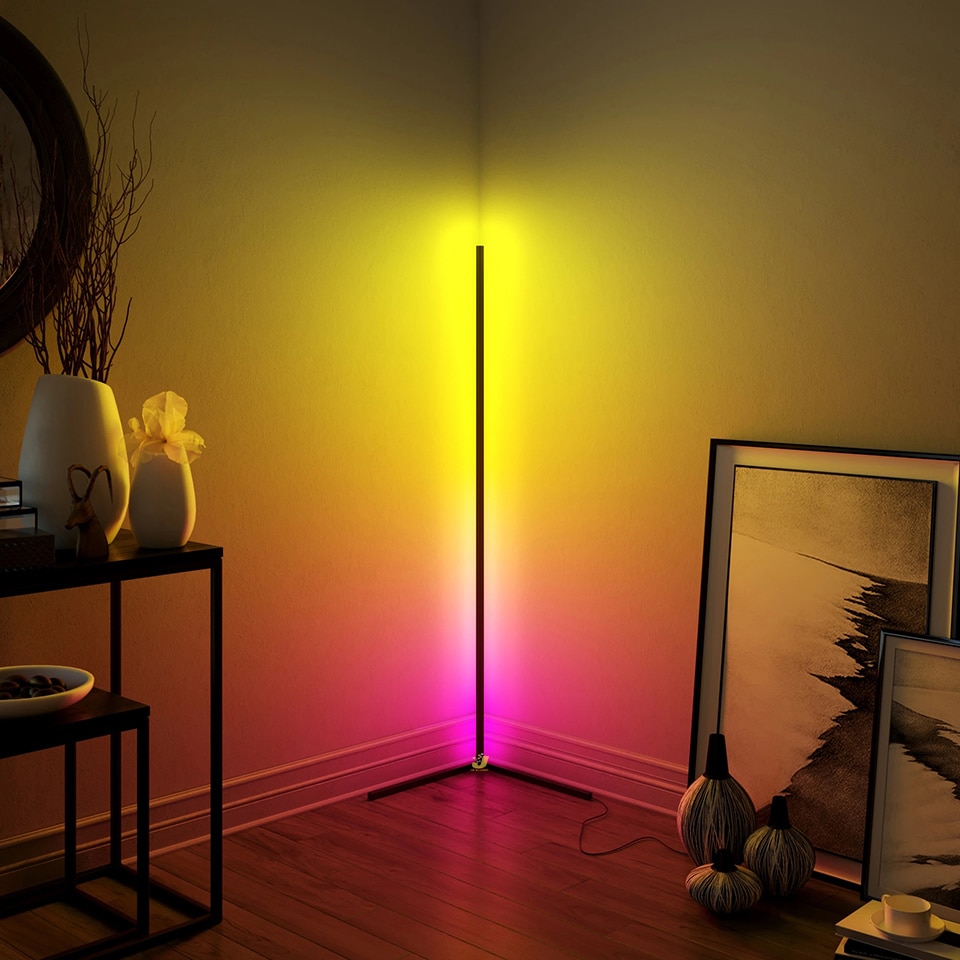 Modern LED Corner Floor Lamp Atmosphere Light Lights Colorful Bedroom Living Room Home Decoration Indoor Lighting Standing Lamps