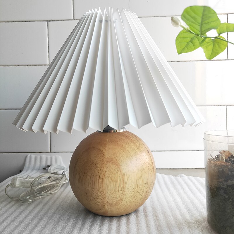 Korean Pleated Table Lamp Ins DIY Ceramic Table Lamps for Living Room Home Decor Cute Lamp With Tricolor led Bulb Beside Lamp